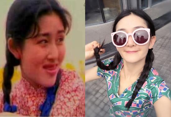 谢娜梳麻花辫卖萌变“九妹” 19年变化颇大(图)